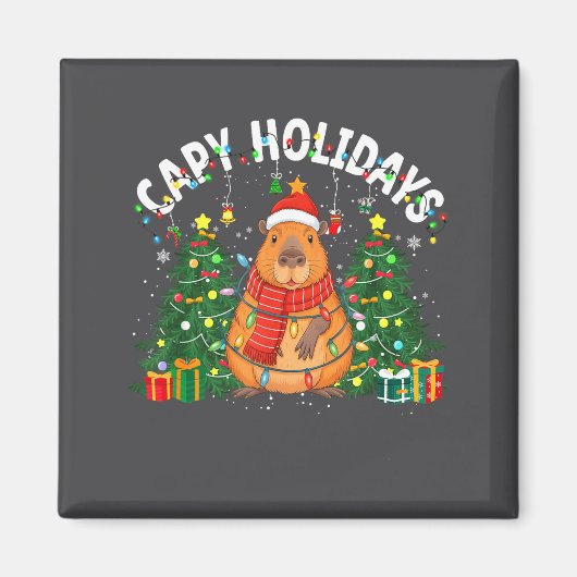 Capy Holidays Capybara Santa Hat Xmas Men Women Ki Magnet (Vorne)
