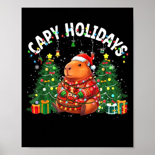 Capy Holidays Capybara Santa Hat Xmas Men Women Ki Poster (Vorne)