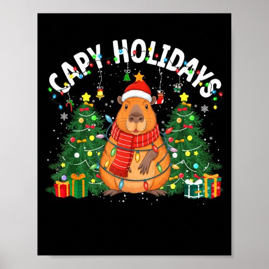 Capy Holidays Capybara Santa Hat Xmas Men Women Ki Poster (Vorne)