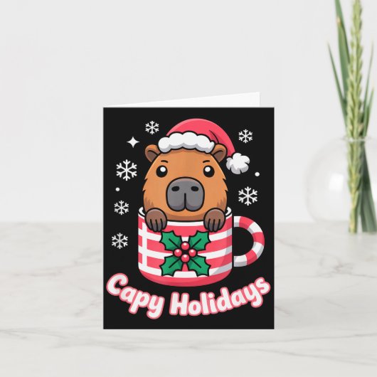 Capy Holidays Cute Capybara Christmas Santa Hat Karte (Vorderseite)