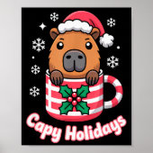 Capy Holidays Cute Capybara Christmas Santa Hat  Poster (Vorne)