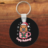 Capy Holidays Cute Capybara Christmas Santa Hat Schlüsselanhänger (Vorderseite)