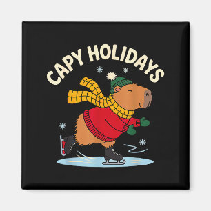 Capy Holidays Eislaufen Capybara Lustiges Xmas Chr Magnet