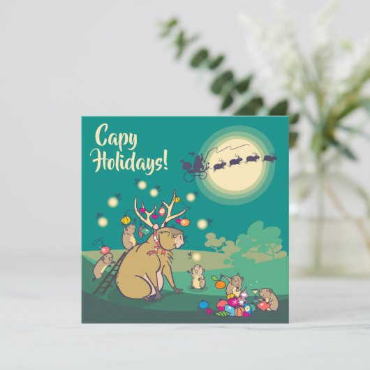 Capy Holidays! Feiertagskarte (Stehend Vorderseite)