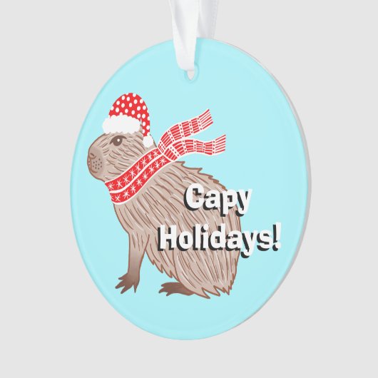 Capy Holidays Funny Capybara Weihnachten Ornament (Vorderseite)