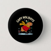 Capy Holidays Ice Skating Capybara Funny Xmas Chri Button (Vorderseite)