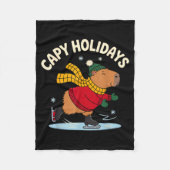 Capy Holidays Ice Skating Capybara Funny Xmas Chri Fleecedecke (Vorderseite)