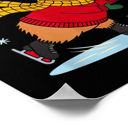 Capy Holidays Ice Skating Capybara Funny Xmas Chri Poster (Ecke)