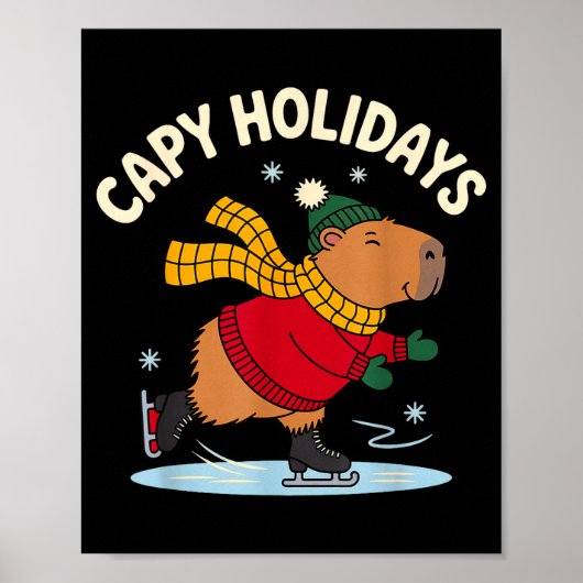 Capy Holidays Ice Skating Capybara Funny Xmas Chri Poster (Vorne)