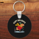 Capy Holidays Ice Skating Capybara Funny Xmas Chri Schlüsselanhänger (Vorderseite)