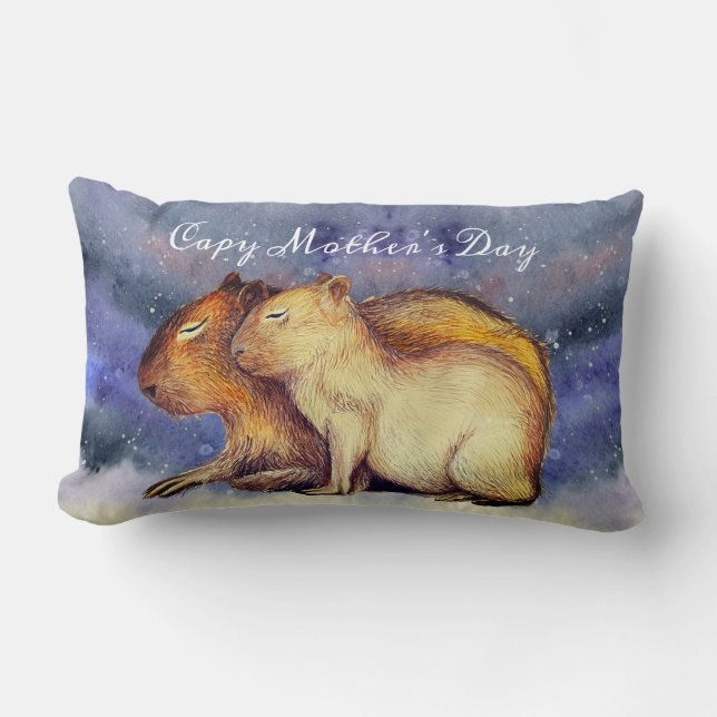 Capy Mother Day Niedlich Capybara Baby & Mama Cust Lendenkissen (Vorderseite)