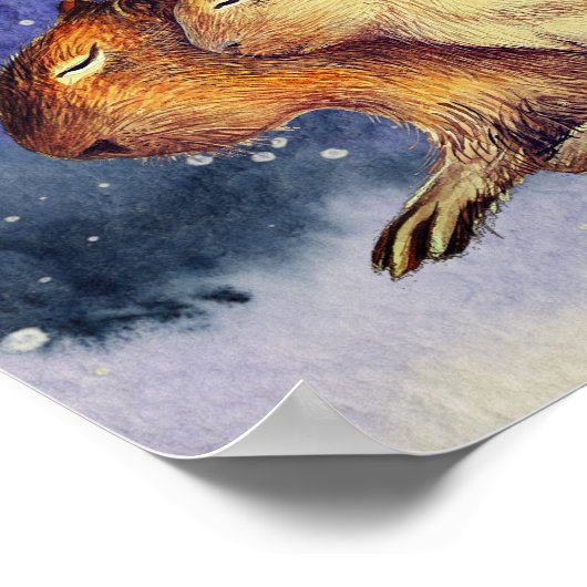 Capy Mother Day Niedlich Capybara Baby & Mama Cust Poster (Ecke)