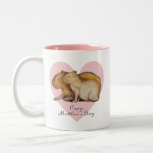 Capy Mother Day Niedlich Capybara Baby & Mama Cust Zweifarbige Tasse