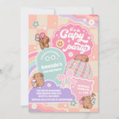 Capy Party Retro Groovy Daisy Birthday Invitation Einladung (Vorderseite)