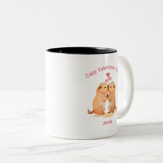 Capy Valentine's Day Capybara Zweifarbige Tasse (VorderseiteRechts)
