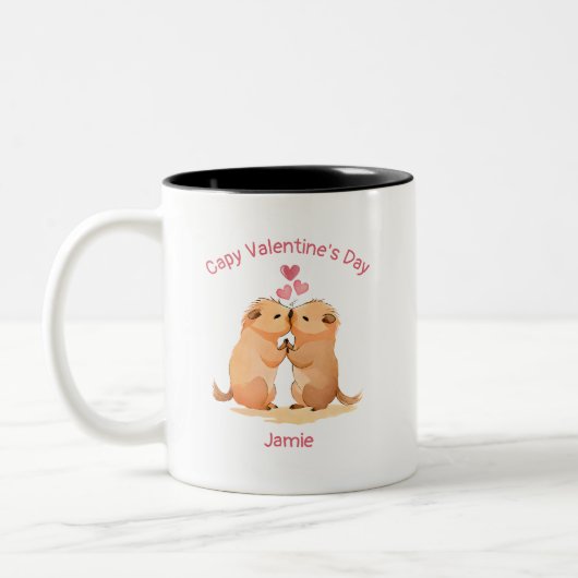 Capy Valentine's Day Capybara Zweifarbige Tasse (Links)