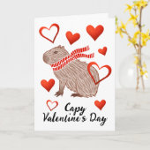 Capy Valentine's Day Funny Capybara Lover Gruß Karte (Gelbe Blume)