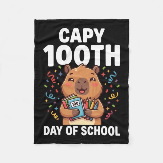 Capybara 100. Schultag Süße Capy-Tiere Fleecedecke (Vorderseite)