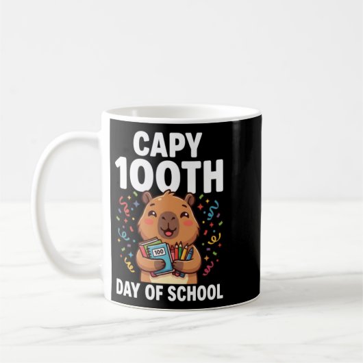 Capybara 100. Schultag Süße Capy-Tiere Kaffeetasse (Links)