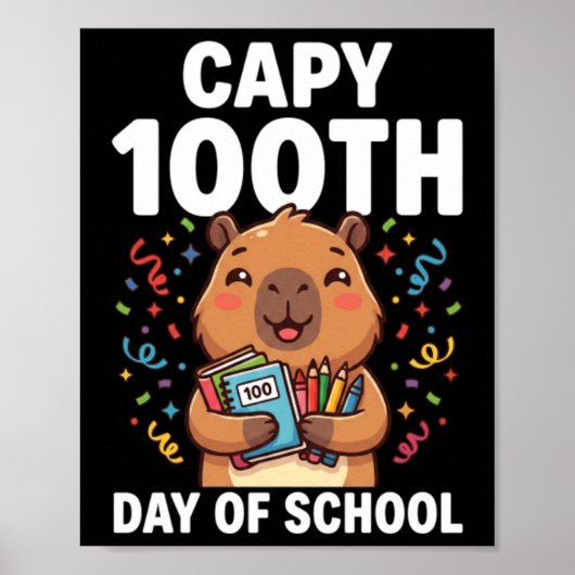 Capybara 100. Schultag Süße Capy-Tiere Poster (Vorne)