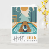 Capybara 16. Geburtstag Karte (Gelbe Blume)