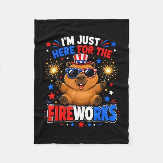 Capybara 4. Juli ich bin hier für das Feuerwerk  Fleecedecke (Vorderseite)