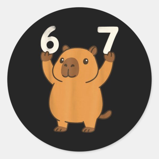 Capybara 67 Meme Sechs Sieben Lustig Runder Aufkleber (Vorderseite)
