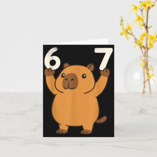Capybara 67 Meme Six Seven Funny  Karte (Gelbe Blume)