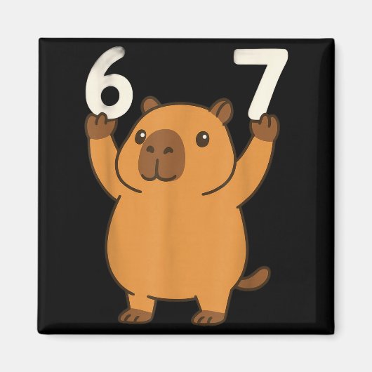 Capybara 67 Meme Six Seven Funny  Magnet (Vorne)