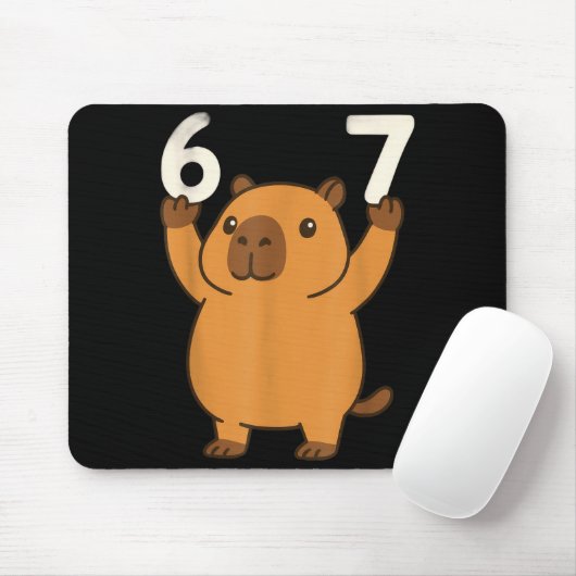 Capybara 67 Meme Six Seven Funny Mousepad (Mit Mouse)