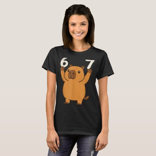 Capybara 67 Meme Six Seven Funny T-Shirt (Vorne ganz)