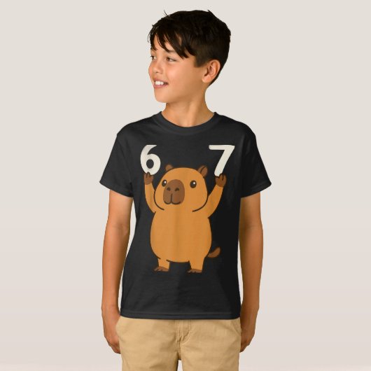 Capybara 67 Meme Six Seven Funny T-Shirt (Vorne ganz)