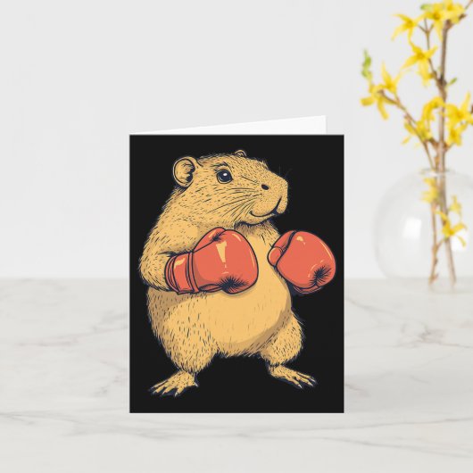 Capybara als Boxer-Funny Boxing verkleidet Karte (Gelbe Blume)