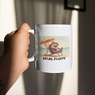Capybara am Strand sagt: Entspannen, Fluffy Kaffeetasse