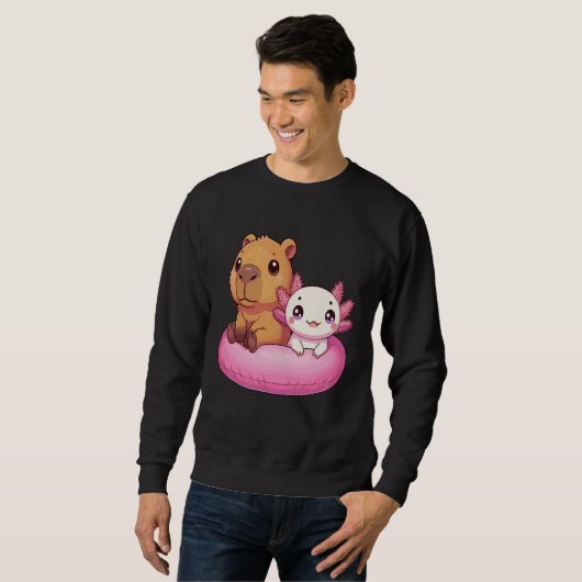 Capybara and Axolotl Kawaii Sweatshirt (Vorne ganz)