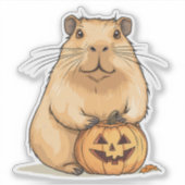 Capybara and Pumpkin Halloween Aufkleber (Vorderseite)
