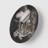 Capybara and Terrapin flying through space drawing Runde Wanduhr (Winkel)