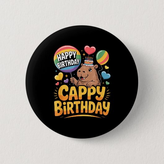 Capybara Animal Lover Fun Cappy Birthday Party Sup Button (Vorderseite)