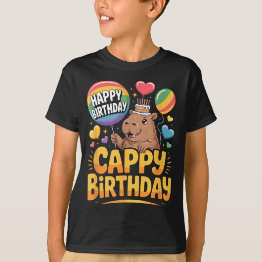 Capybara Animal Lover Fun Cappy Birthday Party Sup T-Shirt (Vorderseite)