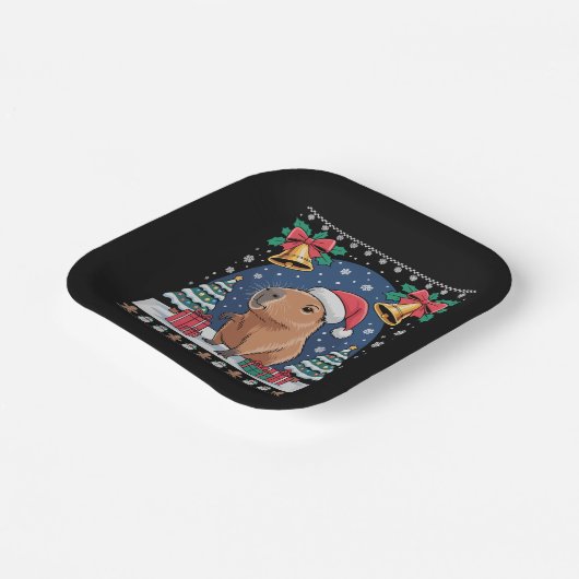 Capybara Animal Lover Xmas Gift Ugly Capybara  Pappteller (Gewinkelt)