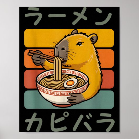 Capybara Anime Graphic Ramen Kawaii Japanese Vinta Poster (Vorne)