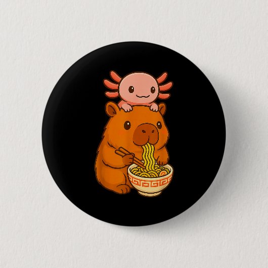 Capybara Anime Ramen Axolotl Funny Graphic Kawaii  Button (Vorderseite)