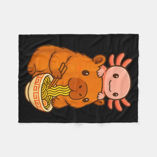Capybara Anime Ramen Axolotl Funny Graphic Kawaii Fleecedecke (Vorderseite (Horizontal))