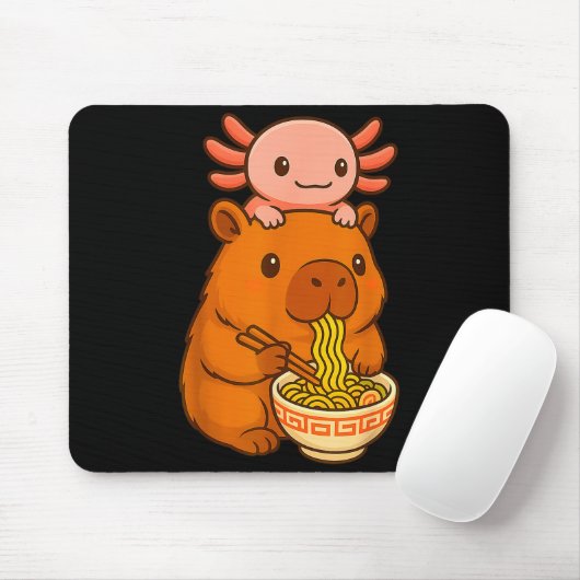 Capybara Anime Ramen Axolotl Funny Graphic Kawaii Mousepad (Mit Mouse)