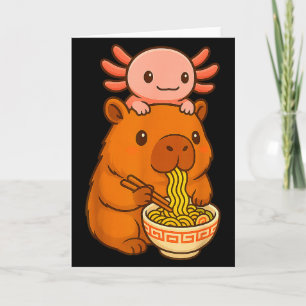 Capybara Anime Ramen Axolotl Lustiges Grafik Kawai Karte