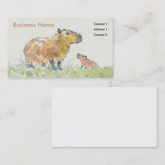 Capybara Aquarellbilder Business Cards Visitenkarte (Vorne/Hinten)