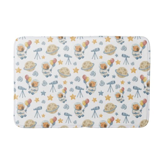 Capybara Astronaut Muster Bath Mat Badematte (Vorderseite)