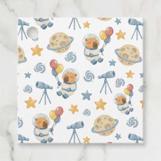 Capybara Astronaut Muster Gefälligkeitstags Geschenkanhänger (Vorderseite)