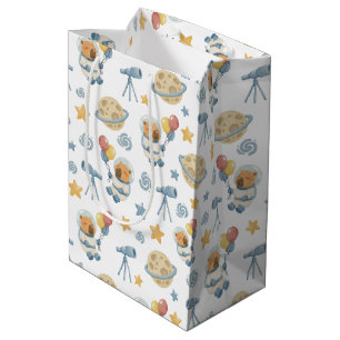 Capybara Astronaut Muster Geschenktasche Mittlere Geschenktüte