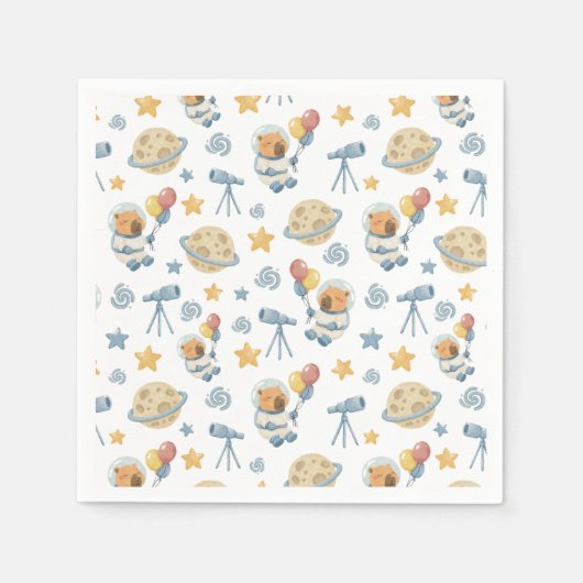 Capybara Astronaut Muster Napkins Serviette (Vorderseite)